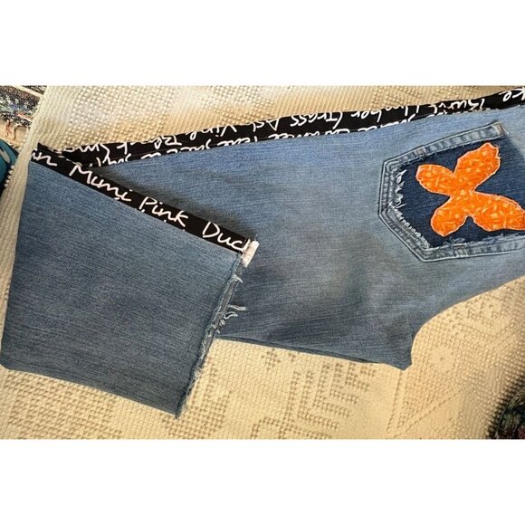 The Scrappy Camper Womens Jeans Sz XL FairyGrunge Boho Festival Upcycled Floral - Picture 7 of 16